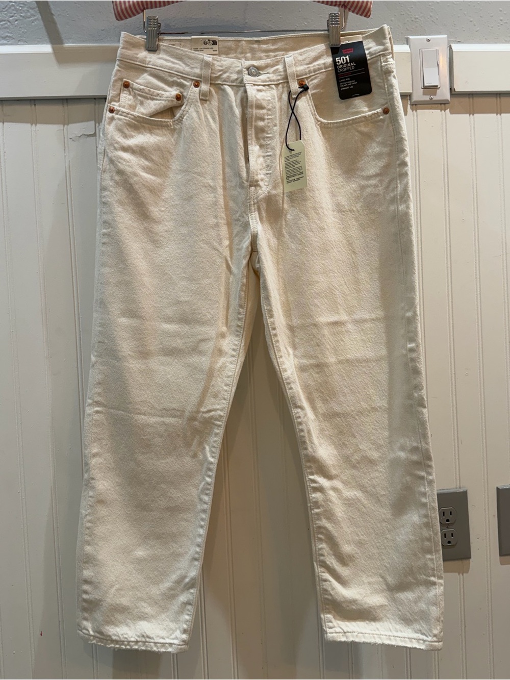 Levi's 501 Men’s Original Cropped Jeans in Off-White
